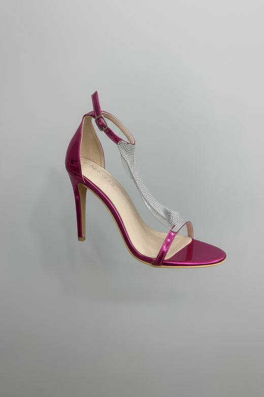 Elegant Metallic Strap Sandal Heel