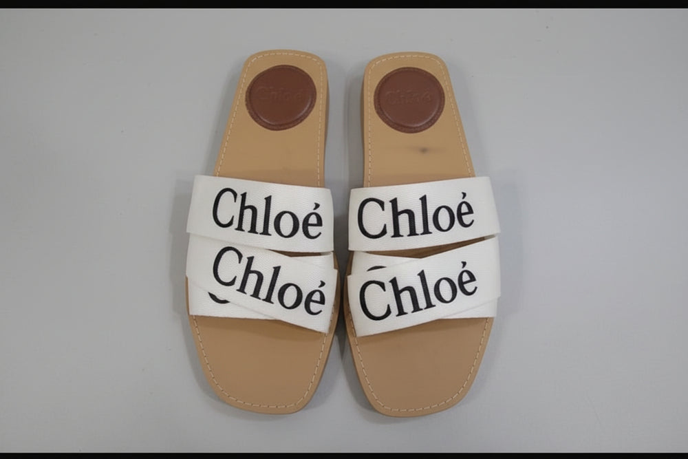 Woven Logo-Strap Slide Sandal