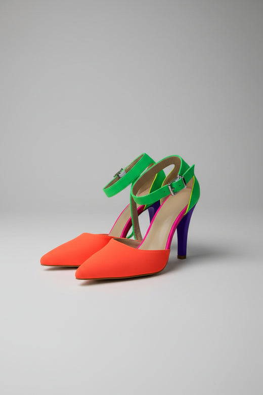 Colorblock Ankle-Strap Heel