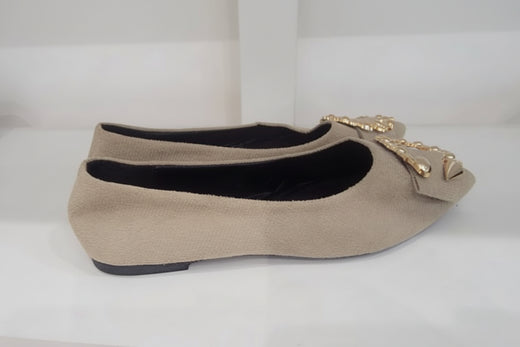 Embellished Suede-Look Flat
