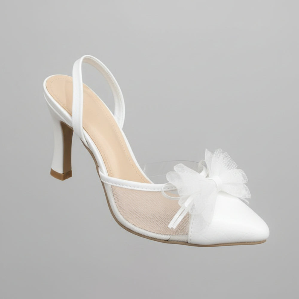 Sheer Bow-Detail Slingback Heel