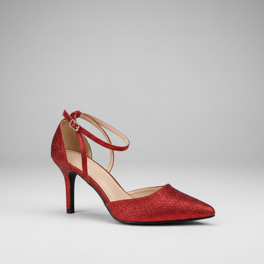 Glitter Crisscross Strap Heel