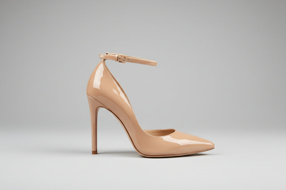Glossy Ankle-Strap Stiletto