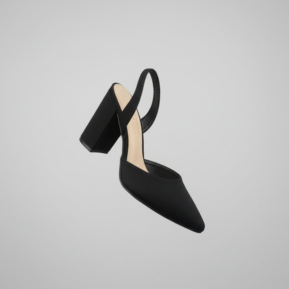 Satin Crisscross Strap Block Heel