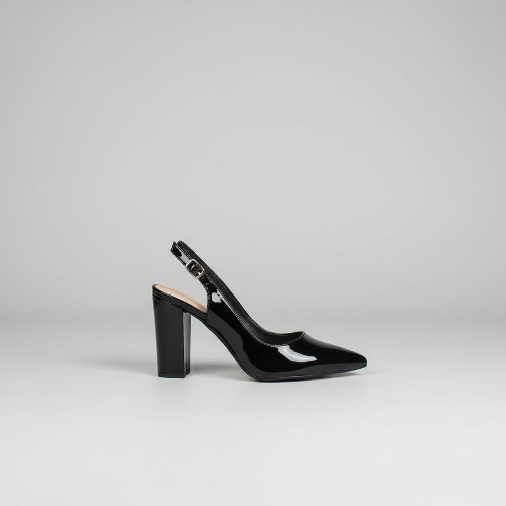 Glossy Cutout Block Heel