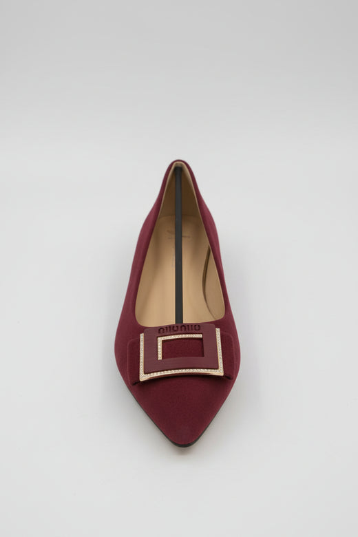 Embellished Buckle Suede-Look Flat