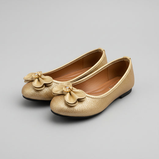 Bow-Detail Glitter Ballet Flat