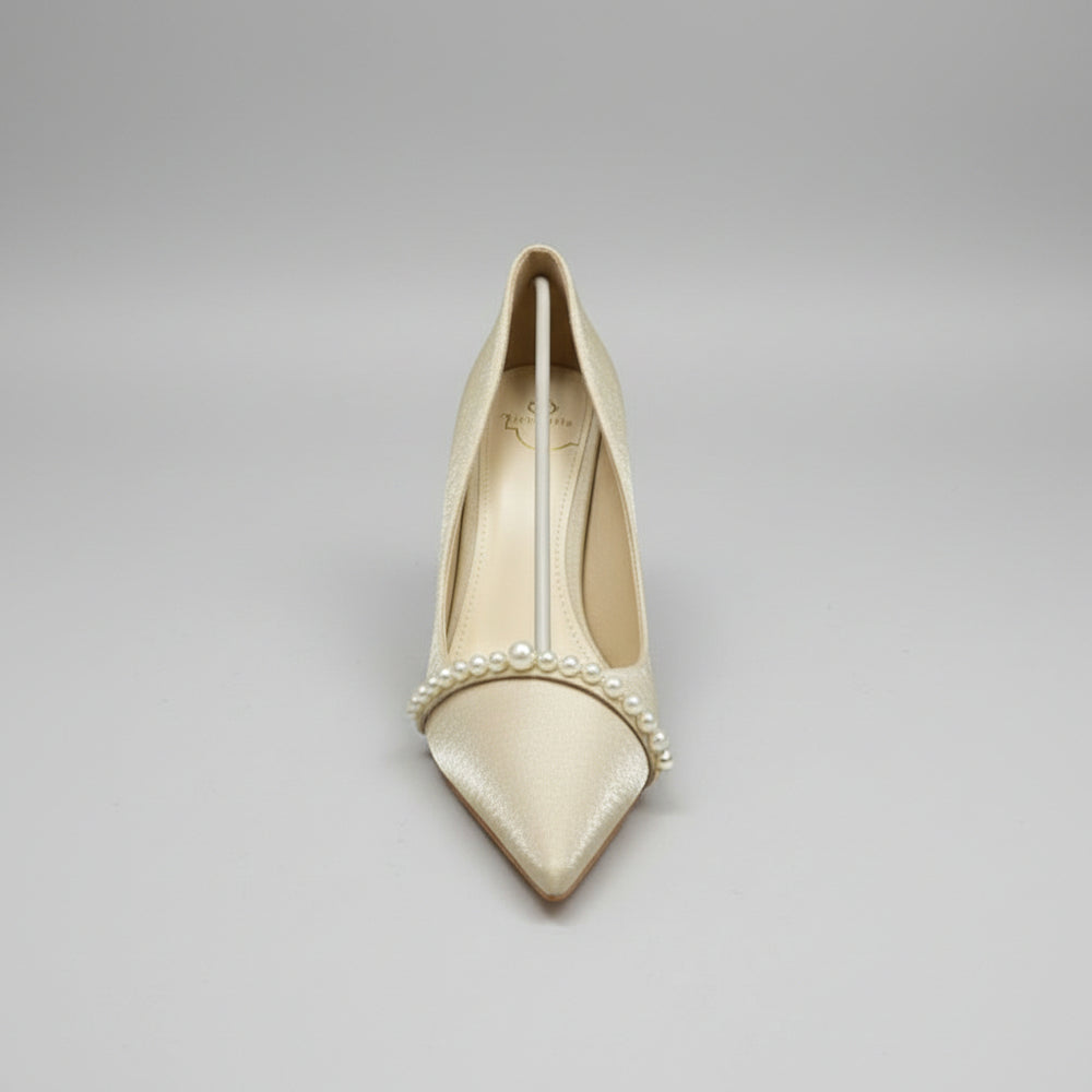 Pearl-Trim Pointed Stiletto