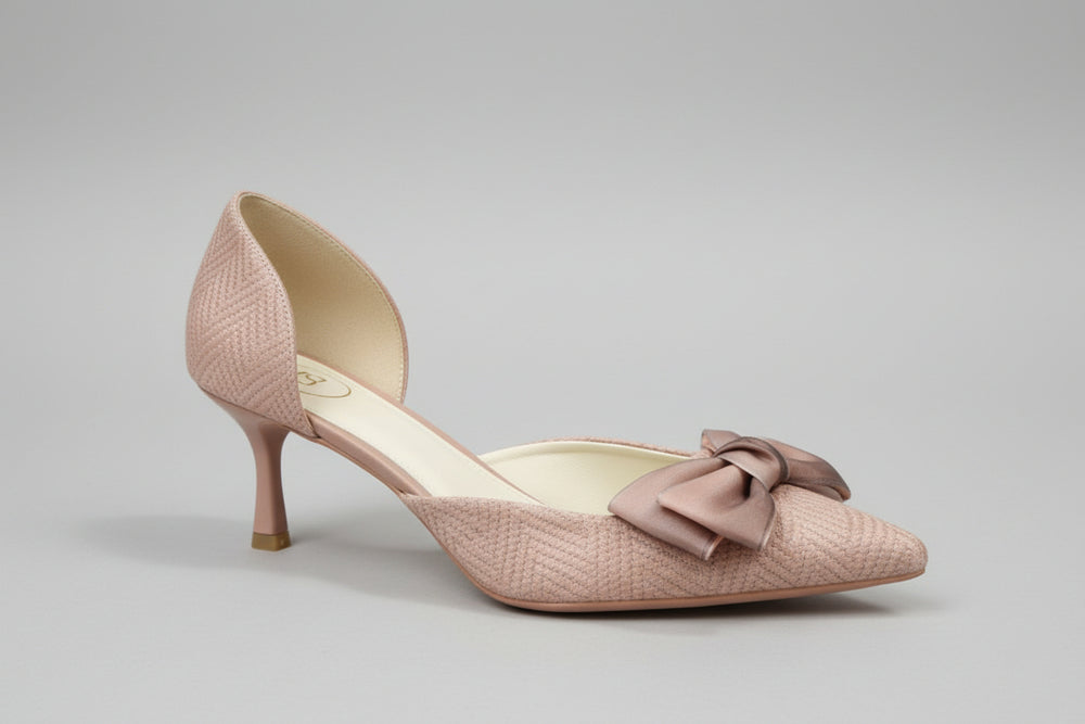 Bow-Detail Cutout Kitten Heel