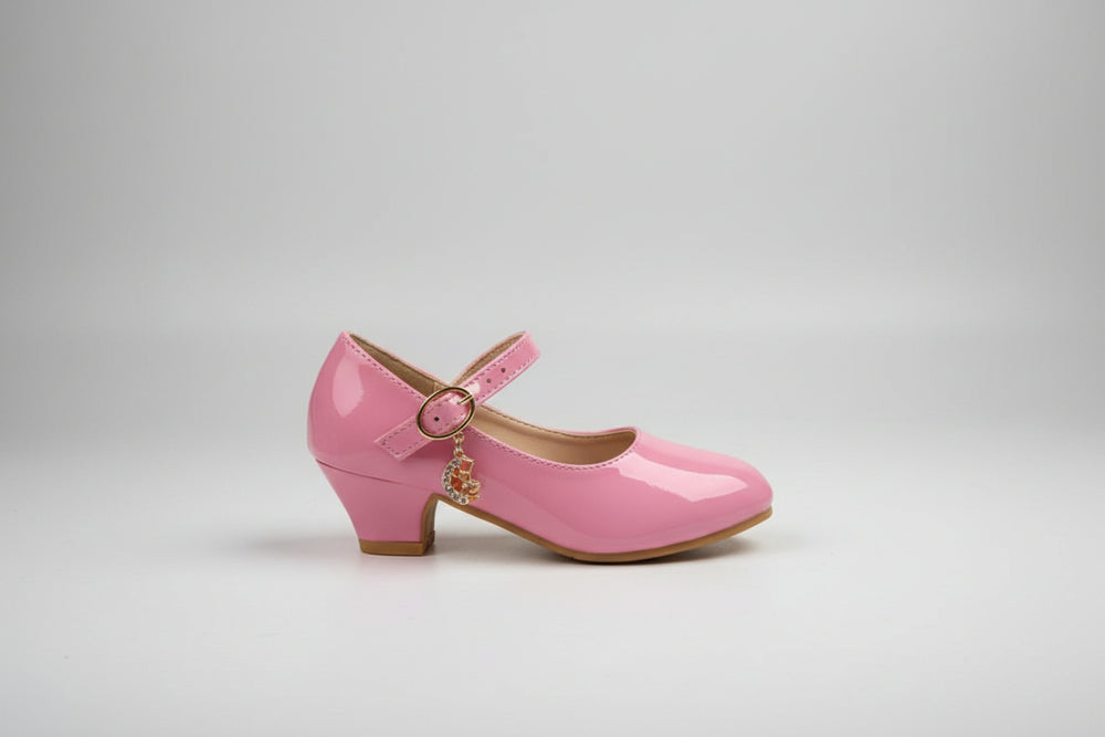 Patent Mary Jane Block Heel Shoe with Charm