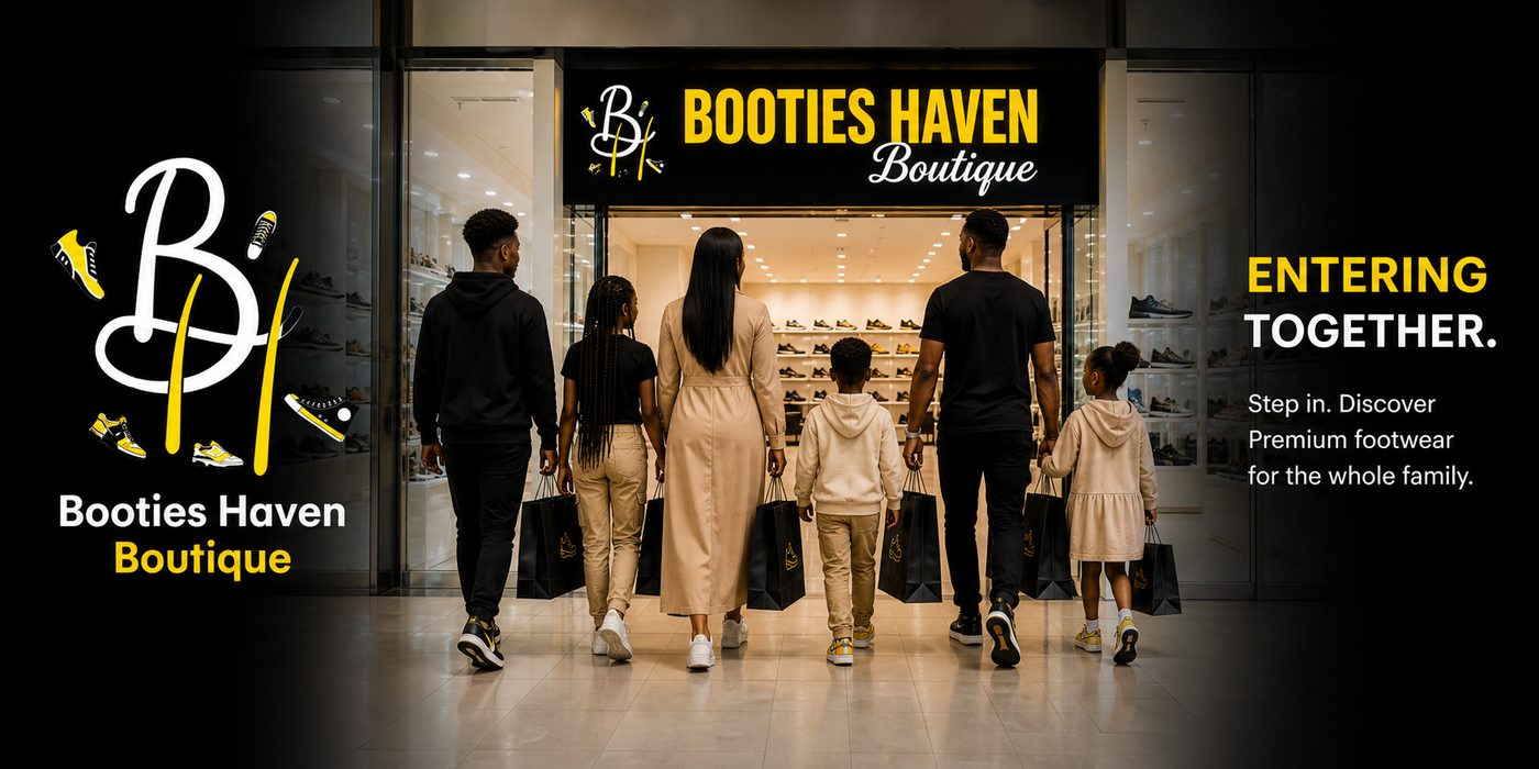 Family arriving at the Booties Haven Boutique storefront